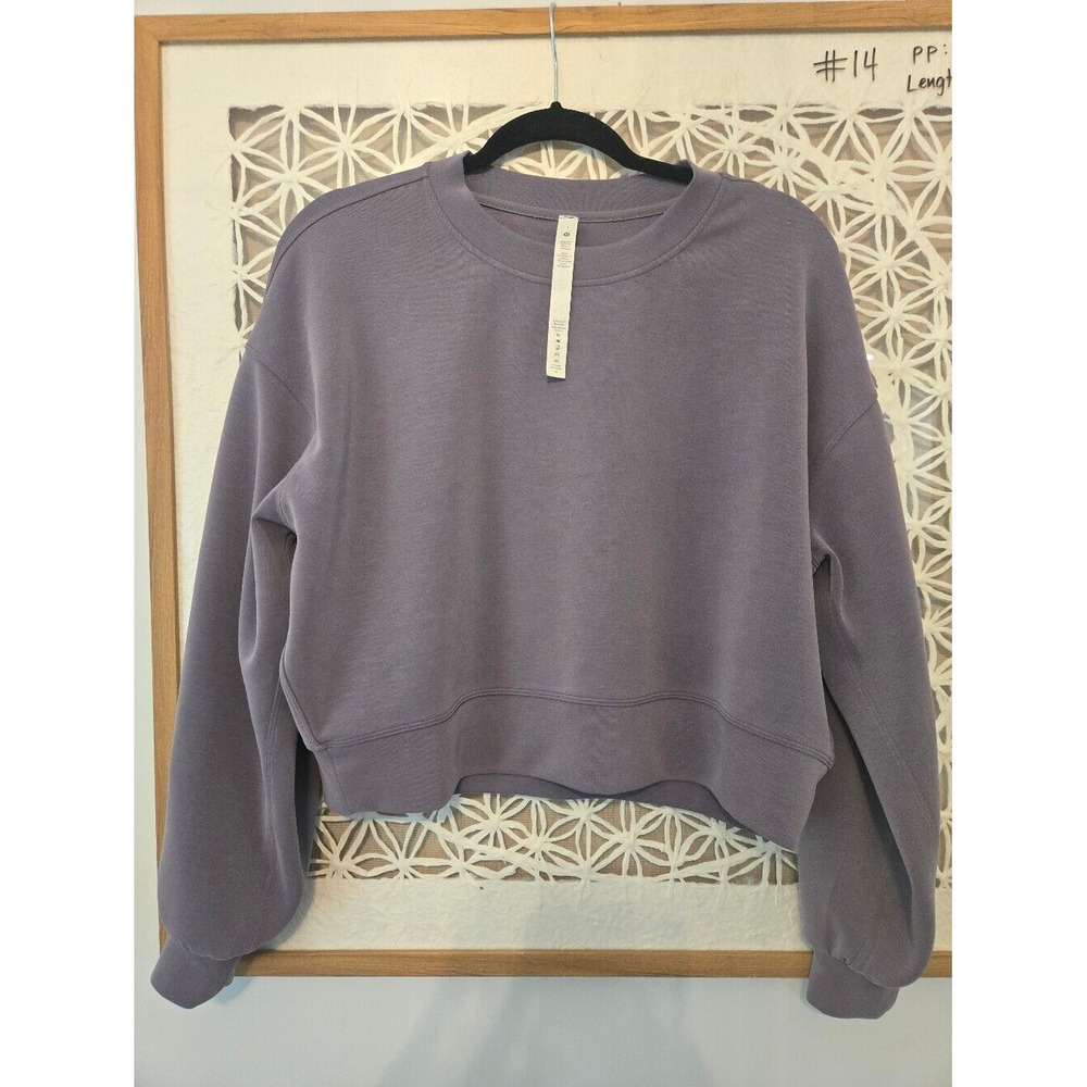 Lululemon Perfectly Oversized Cropped Lavender Crewneck Sweatshirt Size 6 - Picture 6 of 9